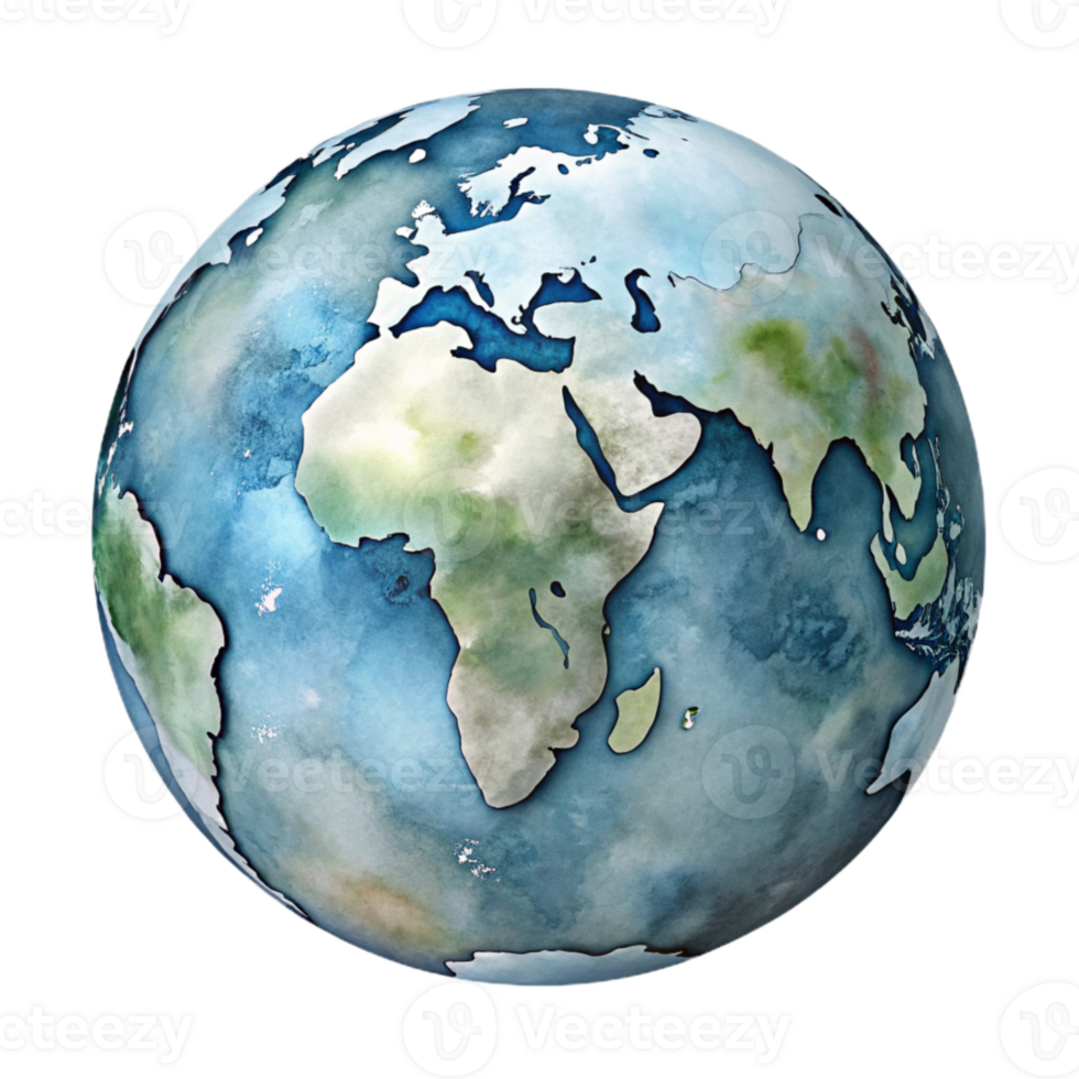 magnificent vintage Hand Painted Watercolor World Map Transparent Background authentic png