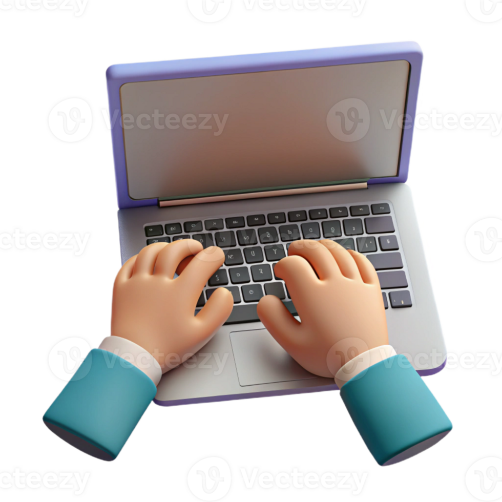 serene abstract Hand Typing on Laptop with Content Marketing Strategy Cutout 4K png