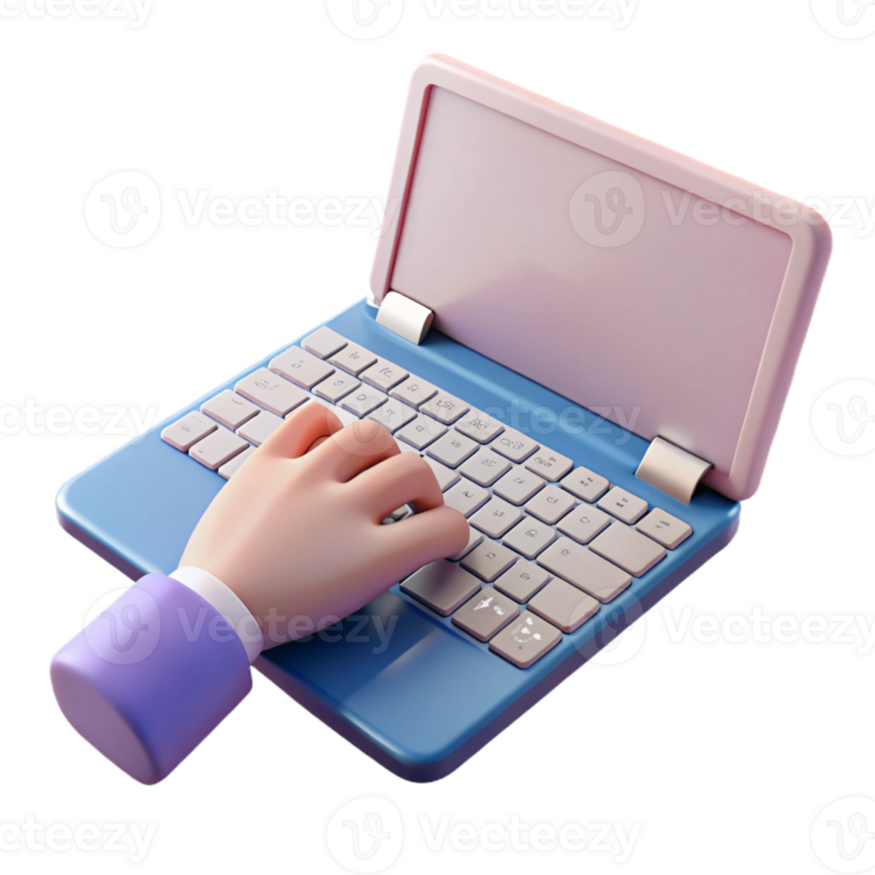 beautiful abstract Hand Typing on Laptop with Content Marketing Strategy Cutout original png