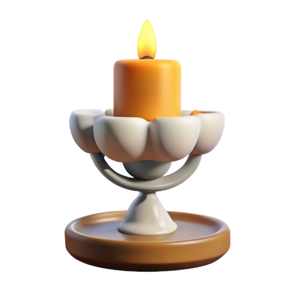 impressive rustic Hanukkah Candle Burning Down White Wax Isolated authentic png