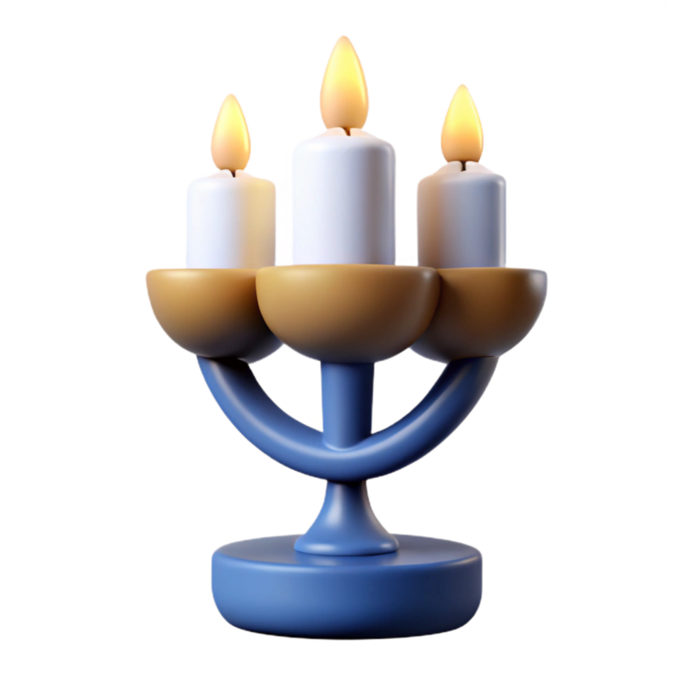 elegant creative Hanukkah Candle Burning Down White Wax Isolated 4K png
