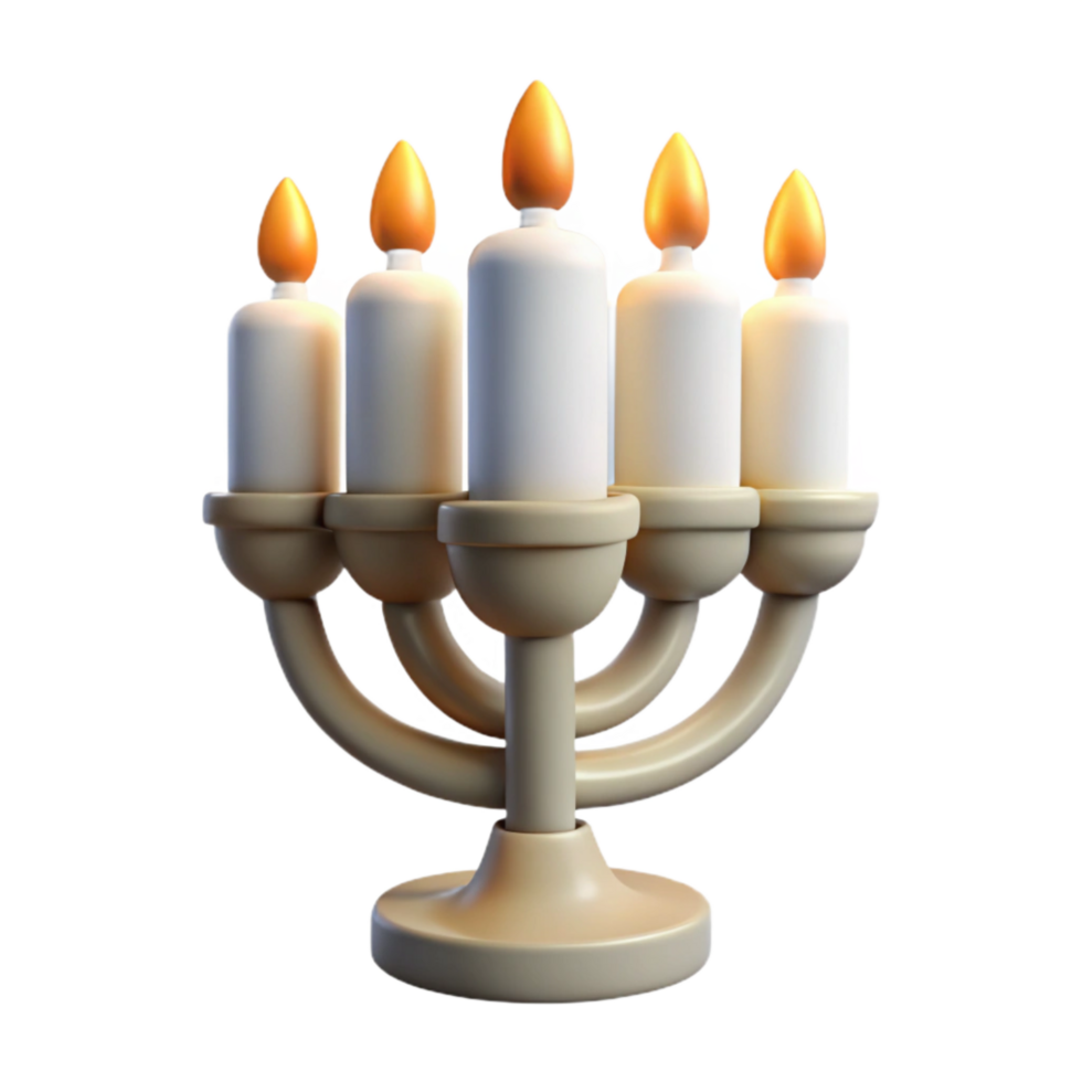 dramatic traditional Hanukkah Candles Burning Brightly White Isolated premium png
