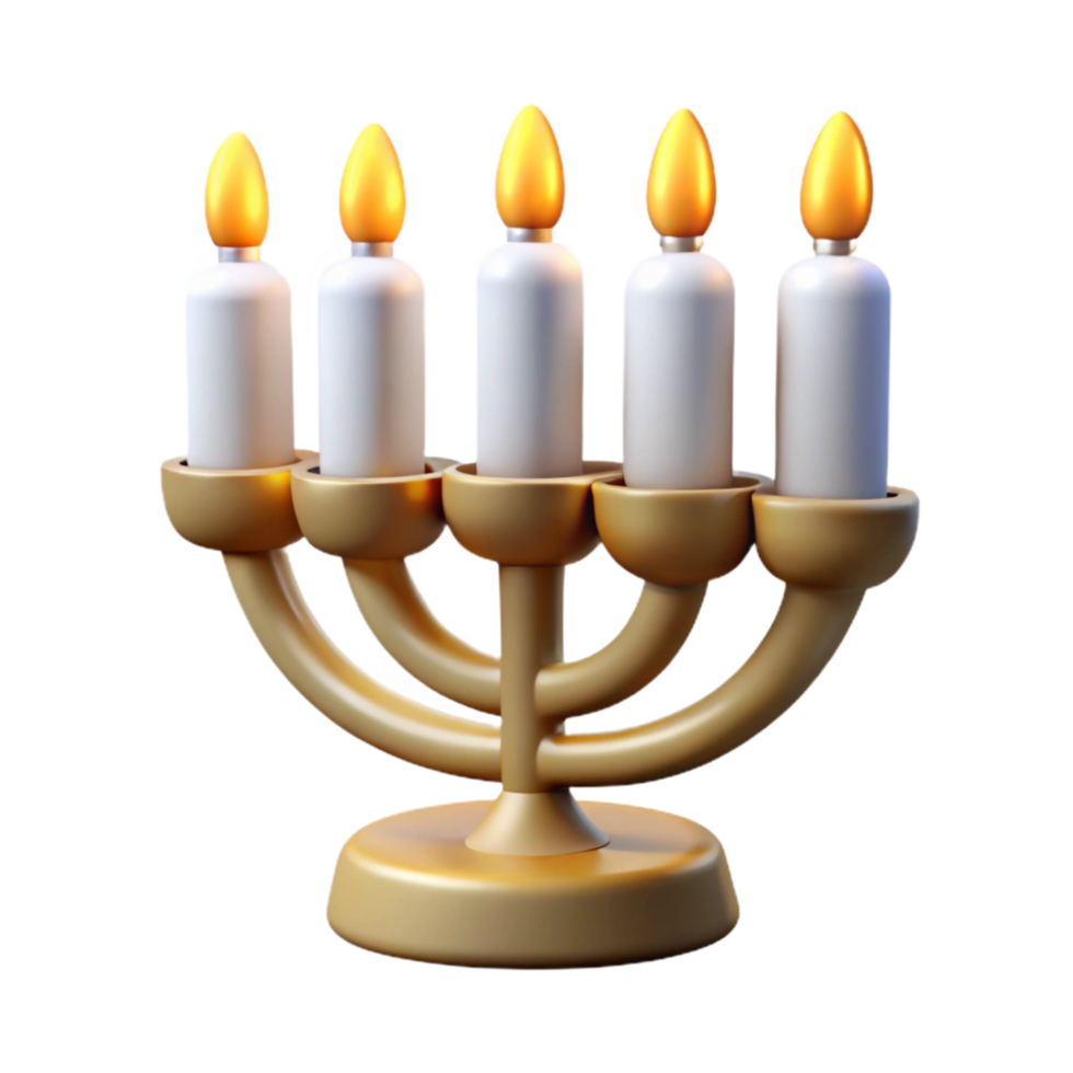 dramatic modern Hanukkah Candles Burning Brightly White Isolated professional png