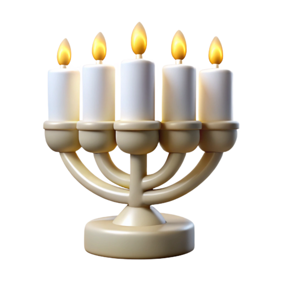 elegant artistic Hanukkah Candles Burning Brightly White Isolated authentic png
