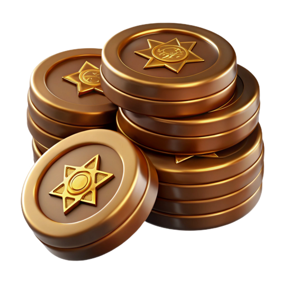 extraordinary contemporary Hanukkah Chocolate Coins Stacked Gold Foil Isolated genuine png