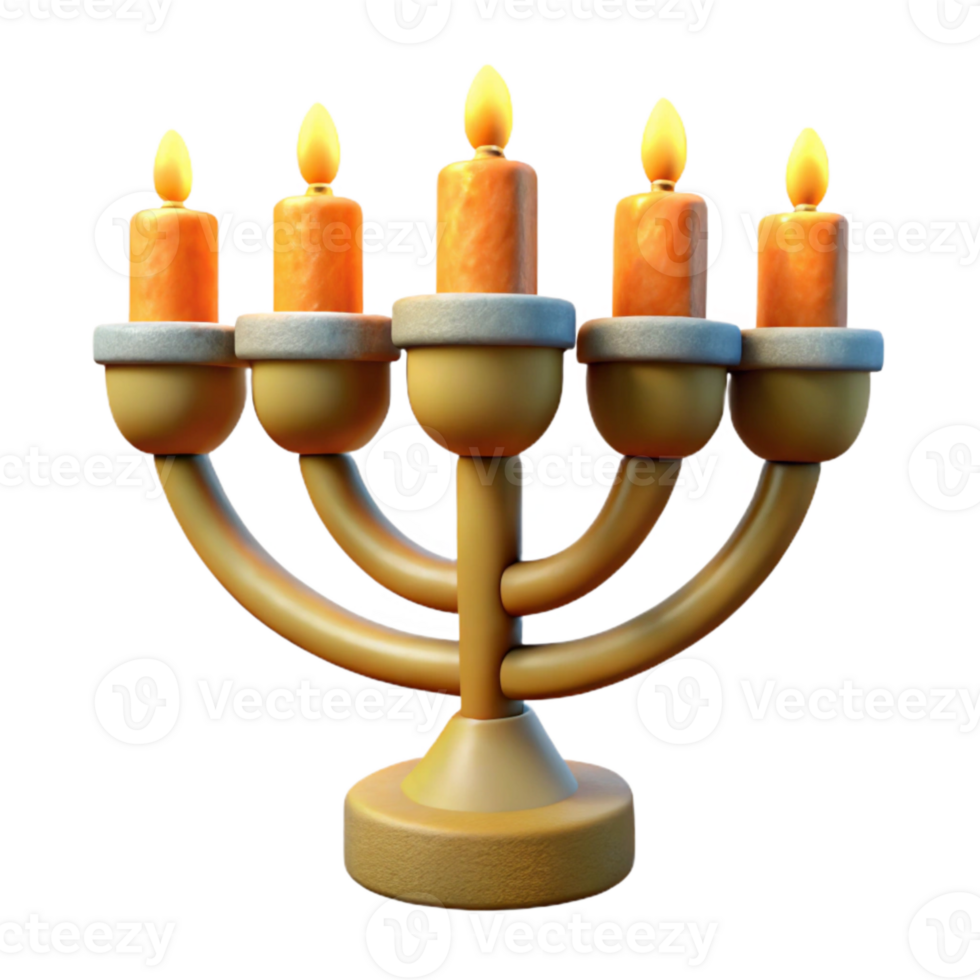 elegant abstract Hanukkah Menorah Eight Candles Lit Isolated genuine png