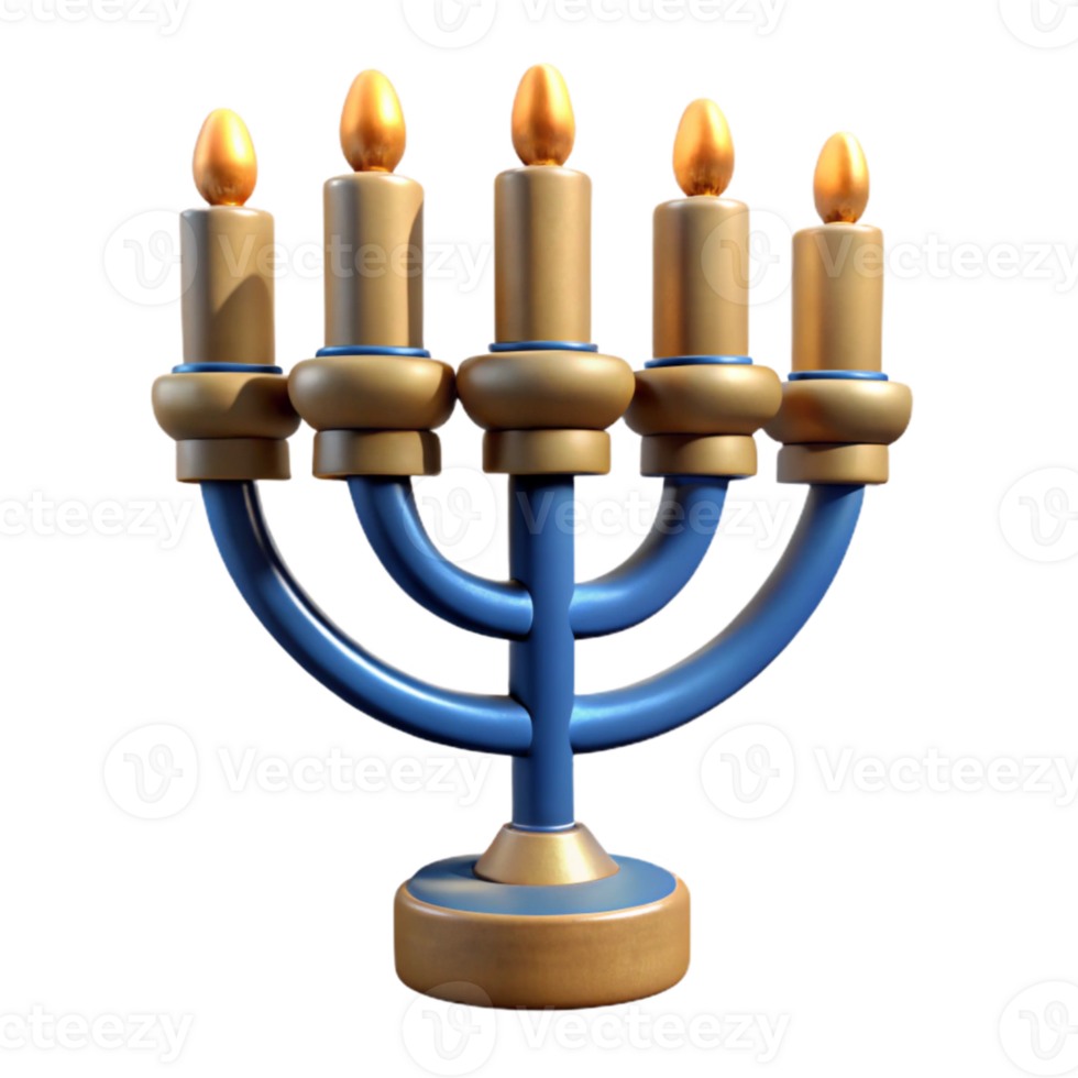 dramatic minimalist Hanukkah Menorah with Lit Candles Transparent Background high quality png