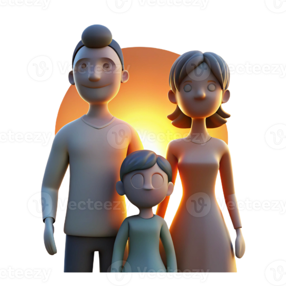 beautiful classic Happy Family Silhouette at Sunset Transparent Background 4K png