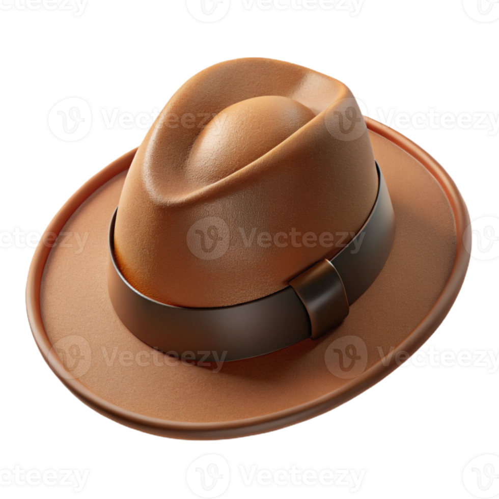 serene modern Hat Fedora Style Brown Felt Band Cutout original png