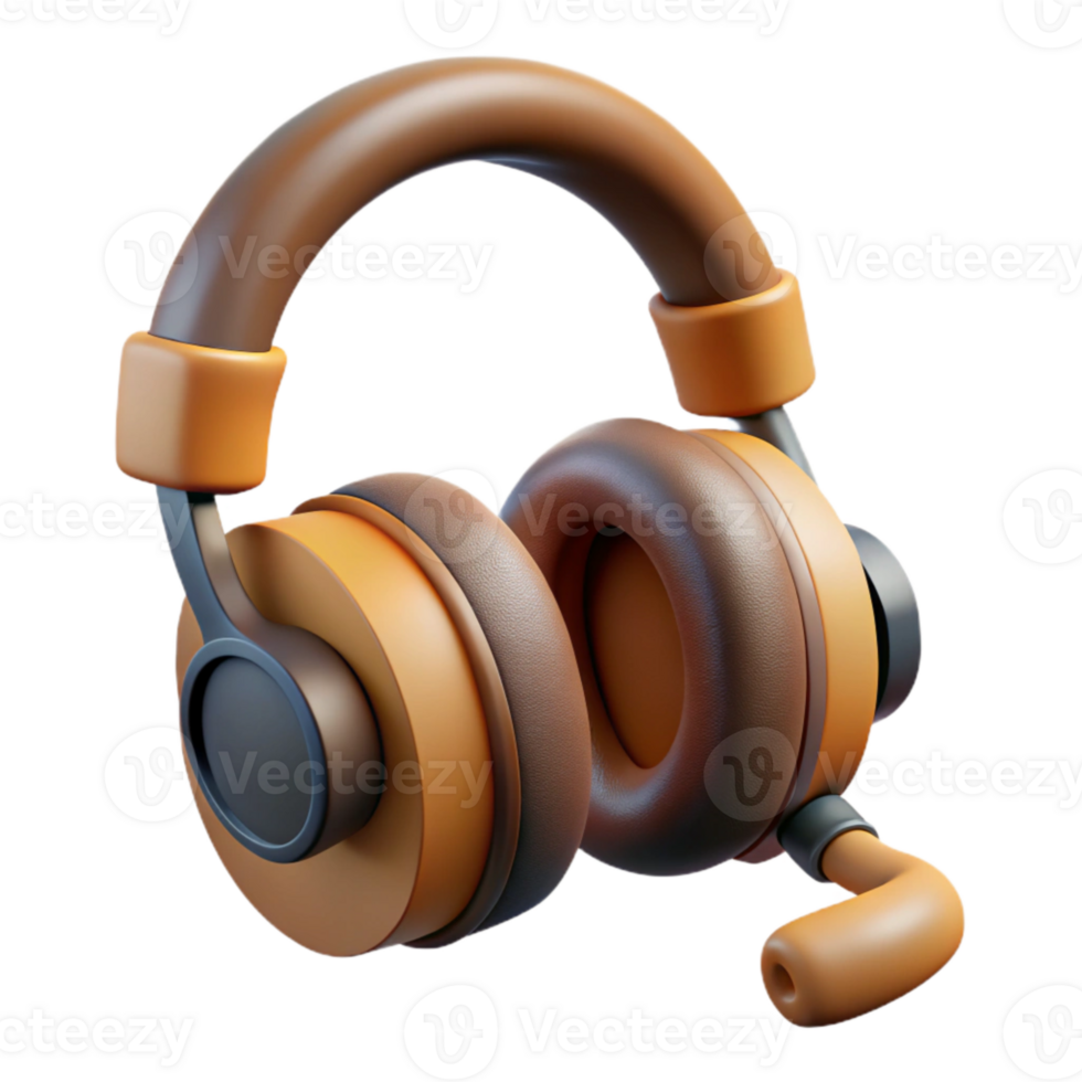 wonderful classic Headphones with Microphone Cutout Transparent Background premium png