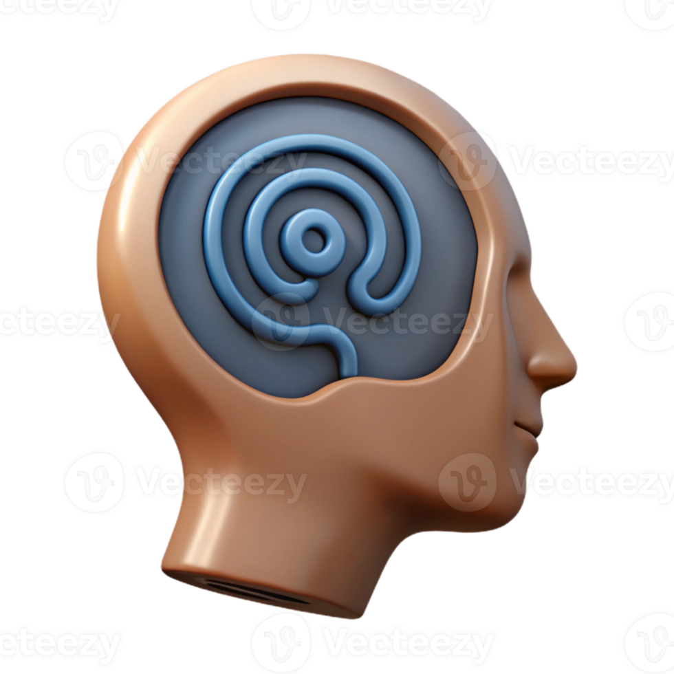 extraordinary modern Head Silhouette with Calm Waves Transparent Background authentic png