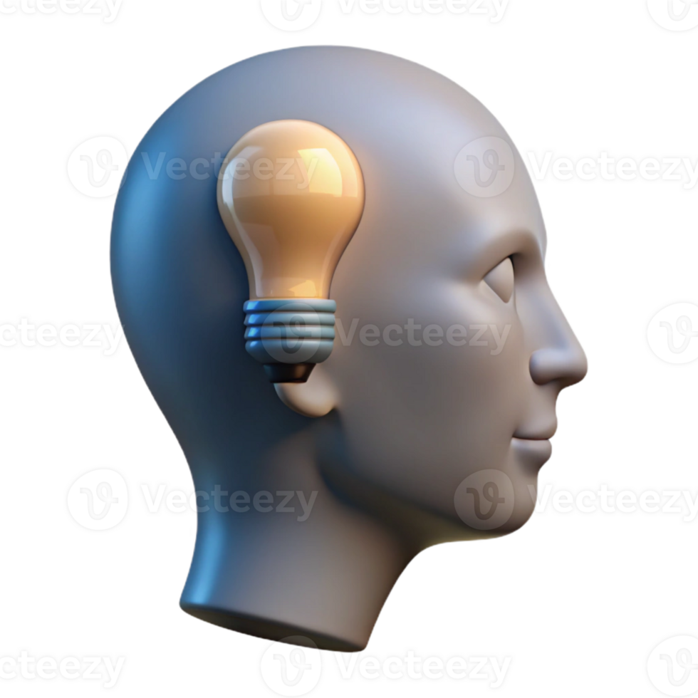 stunning rustic Head Silhouette with Lightbulb Isolated high resolution png