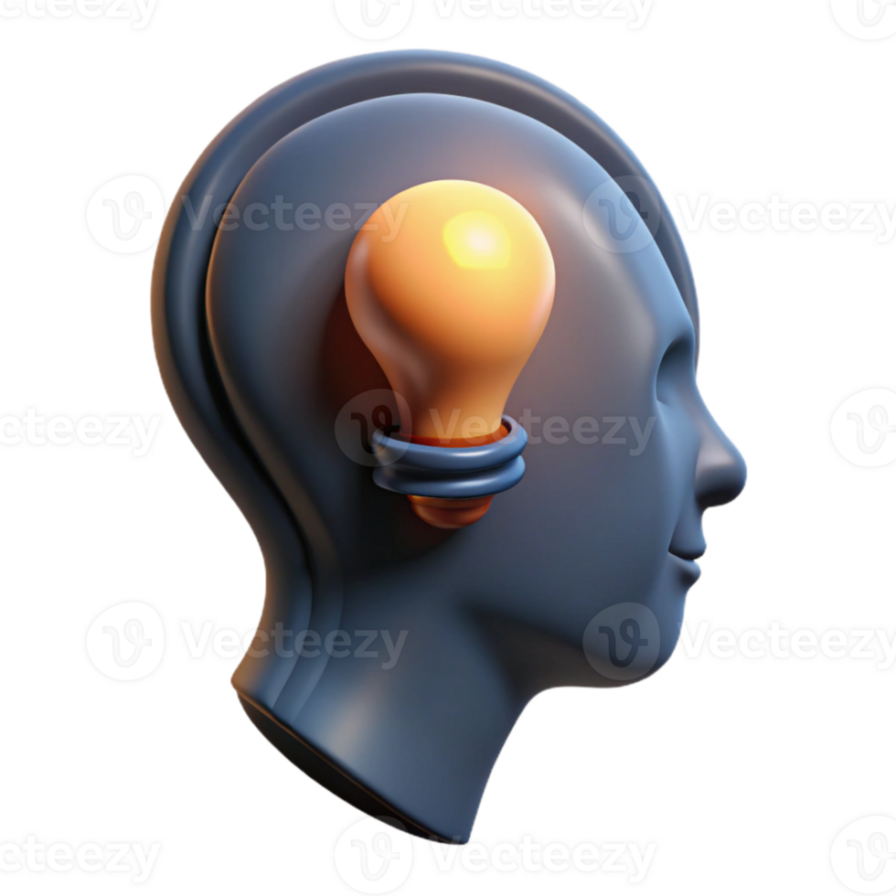 extraordinary vintage Head Silhouette with Lightbulb Isolated premium png
