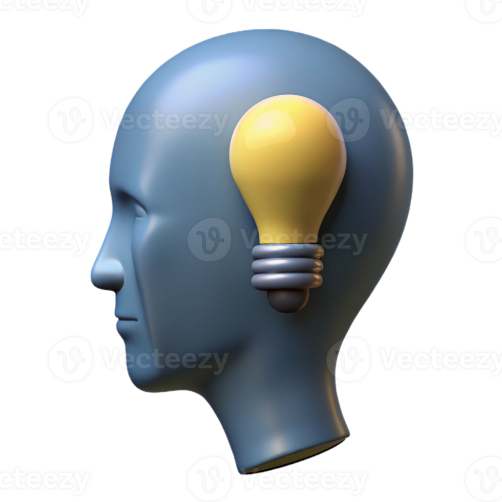 vibrant modern Head Silhouette with Lightbulb Isolated genuine png