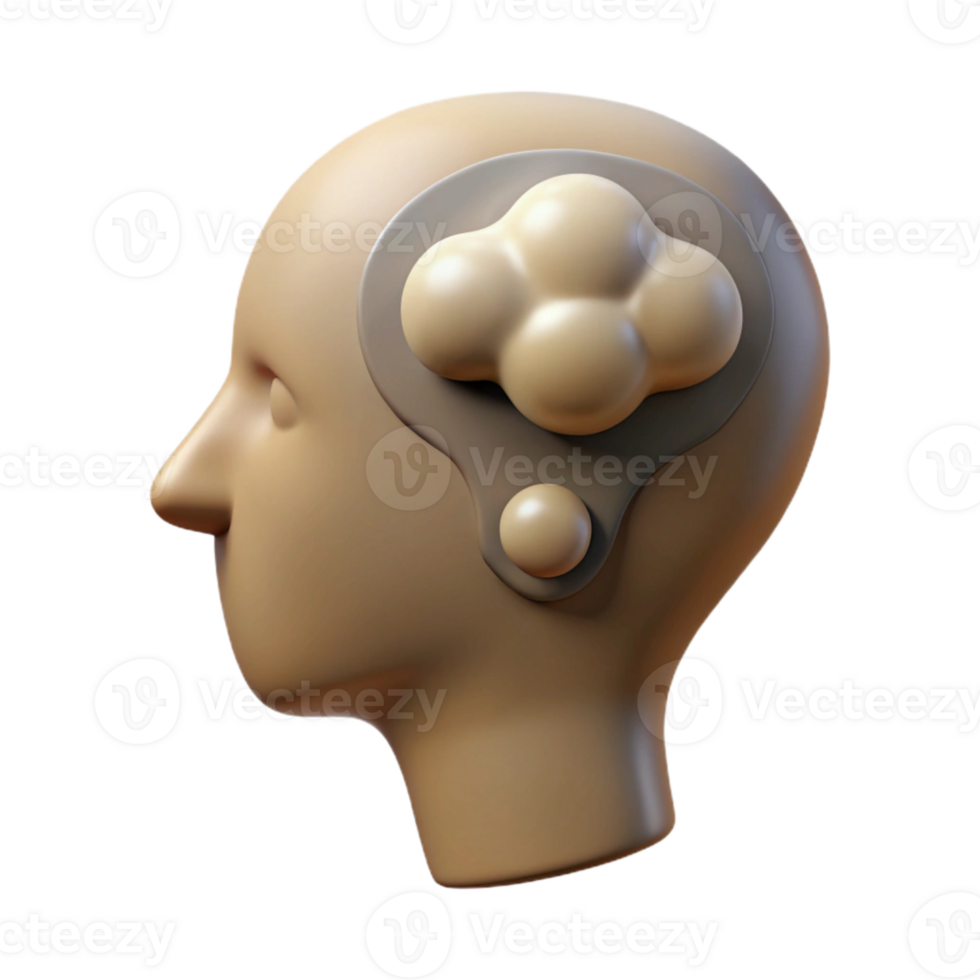 serene minimalist Head Silhouette with Thought Bubble Cutout genuine png