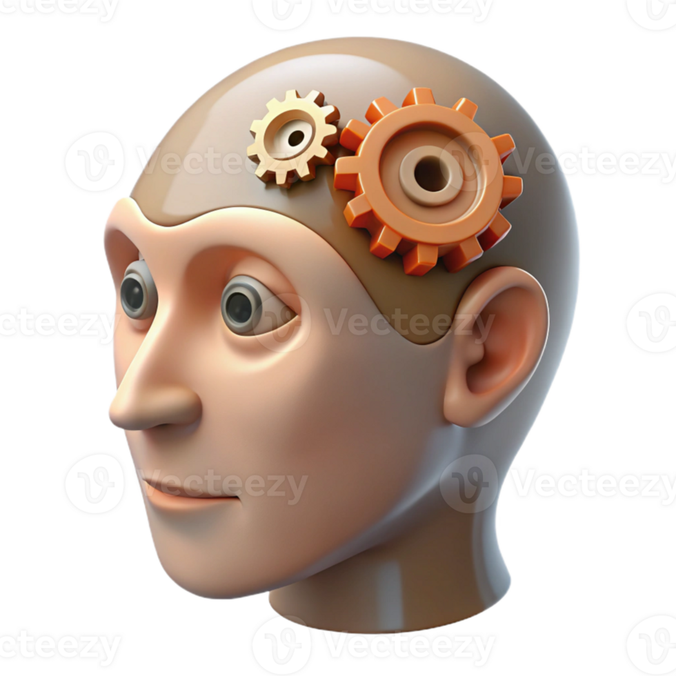 vibrant abstract Head with Gears Inside Transparent Background original png