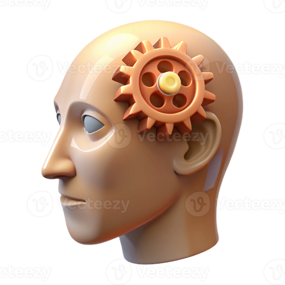 stunning creative Head with Gears Inside Transparent Background authentic png