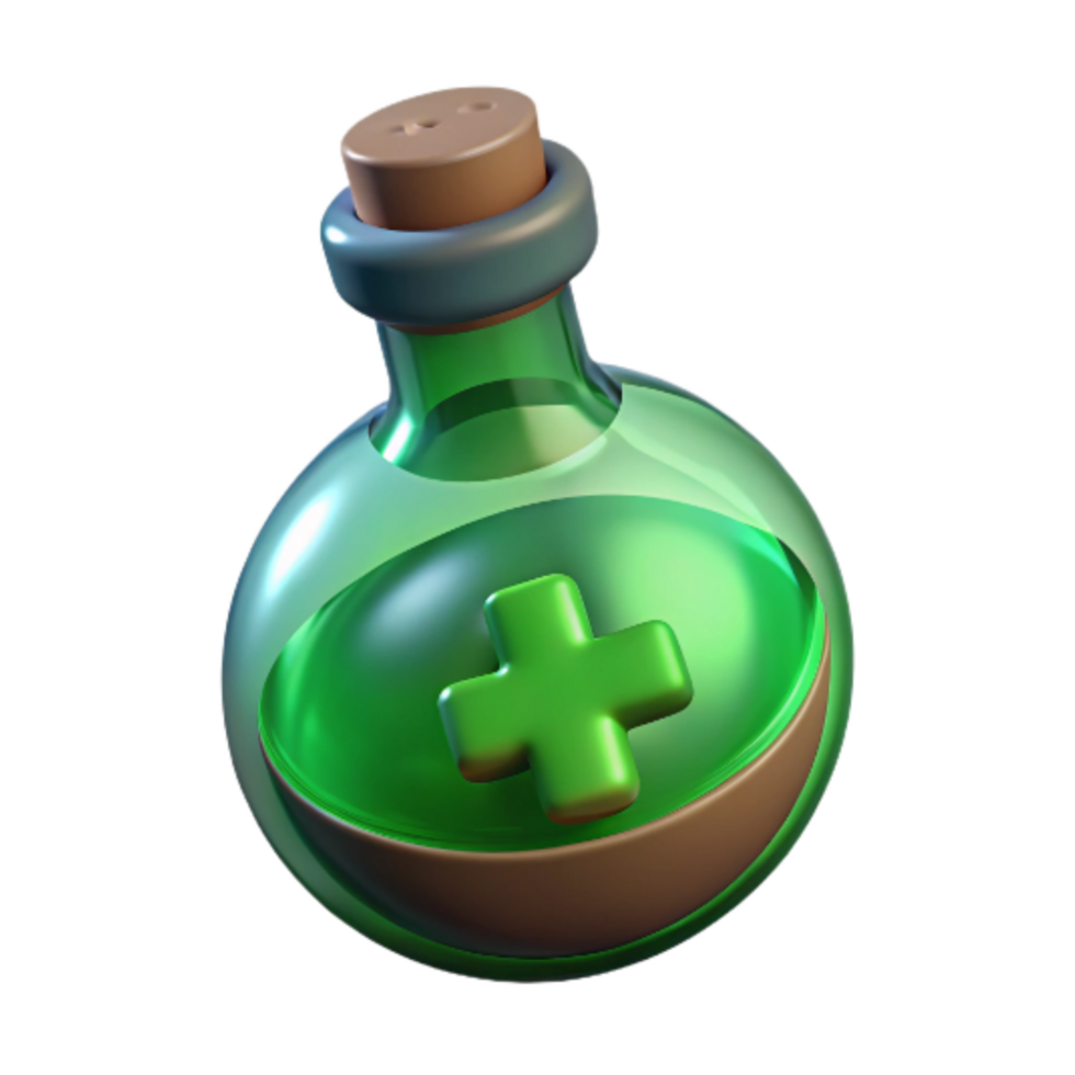 elegant traditional Health Potion Icon Green Isolated Element high quality png