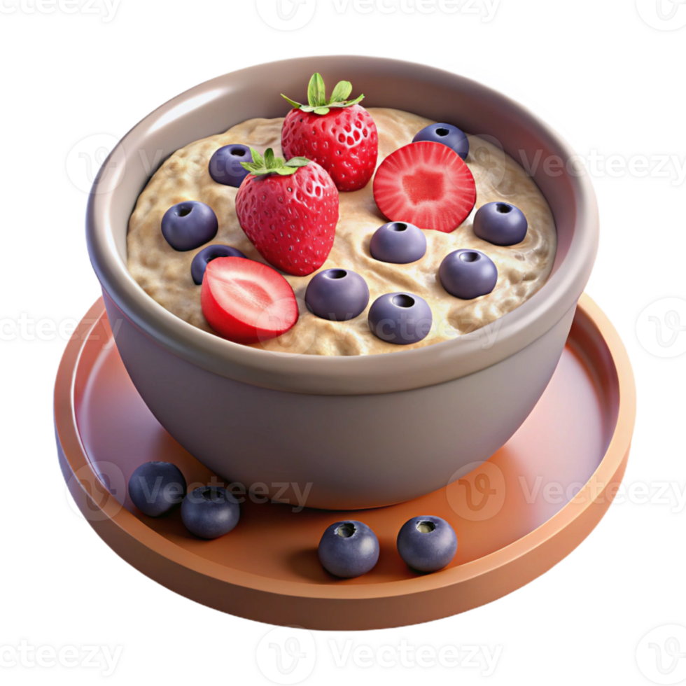 wonderful artistic Healthy Breakfast Oatmeal and Berries Isolated premium png