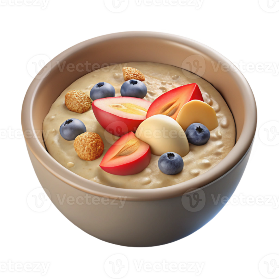 beautiful contemporary Healthy Breakfast Oatmeal with Berries Isolated high resolution png