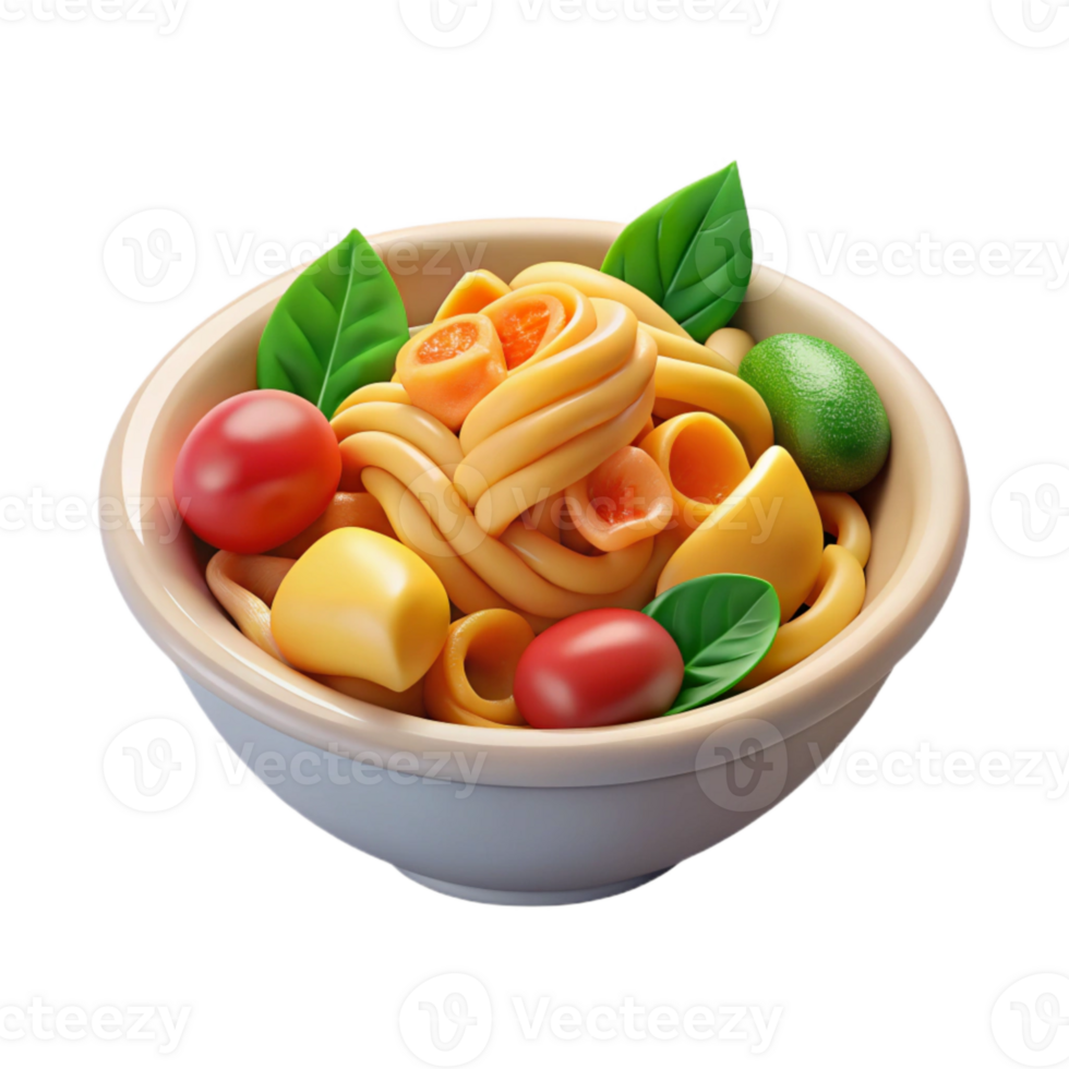 extraordinary creative Healthy Dinner Pasta with Vegetables Transparent Background 4K png