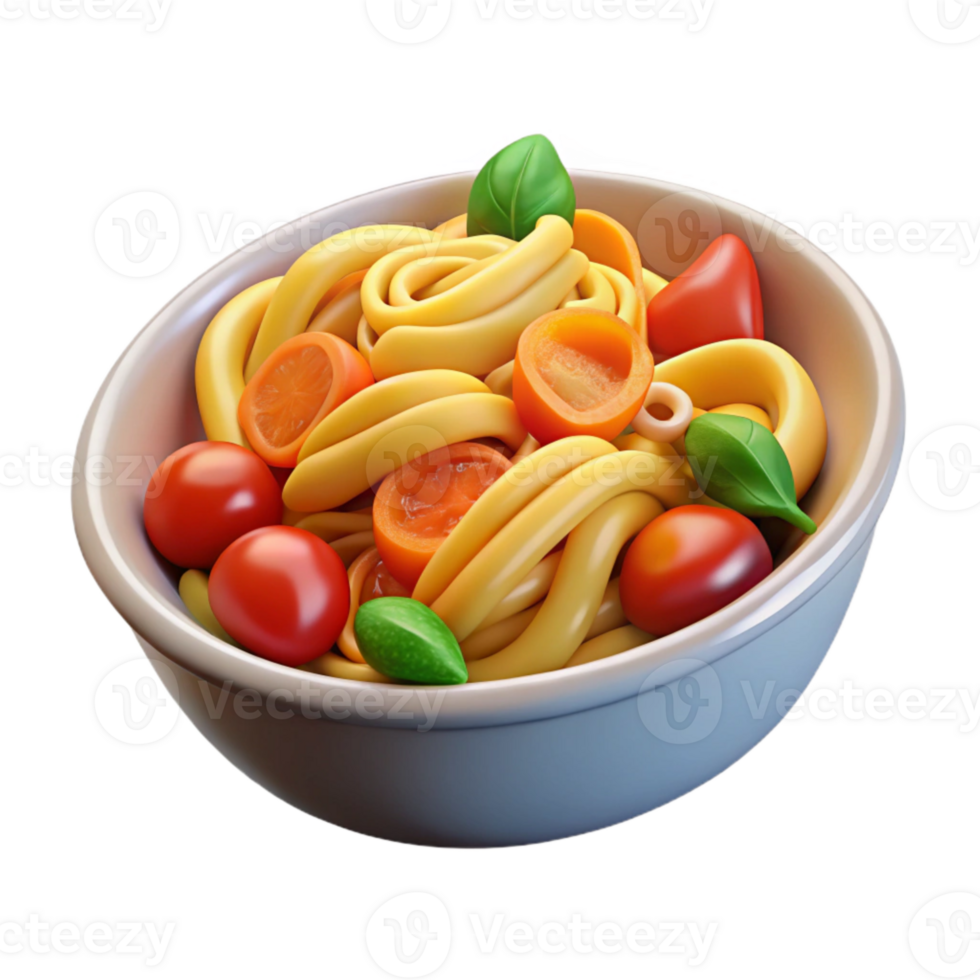 vibrant contemporary Healthy Dinner Pasta with Vegetables Transparent Background 4K png