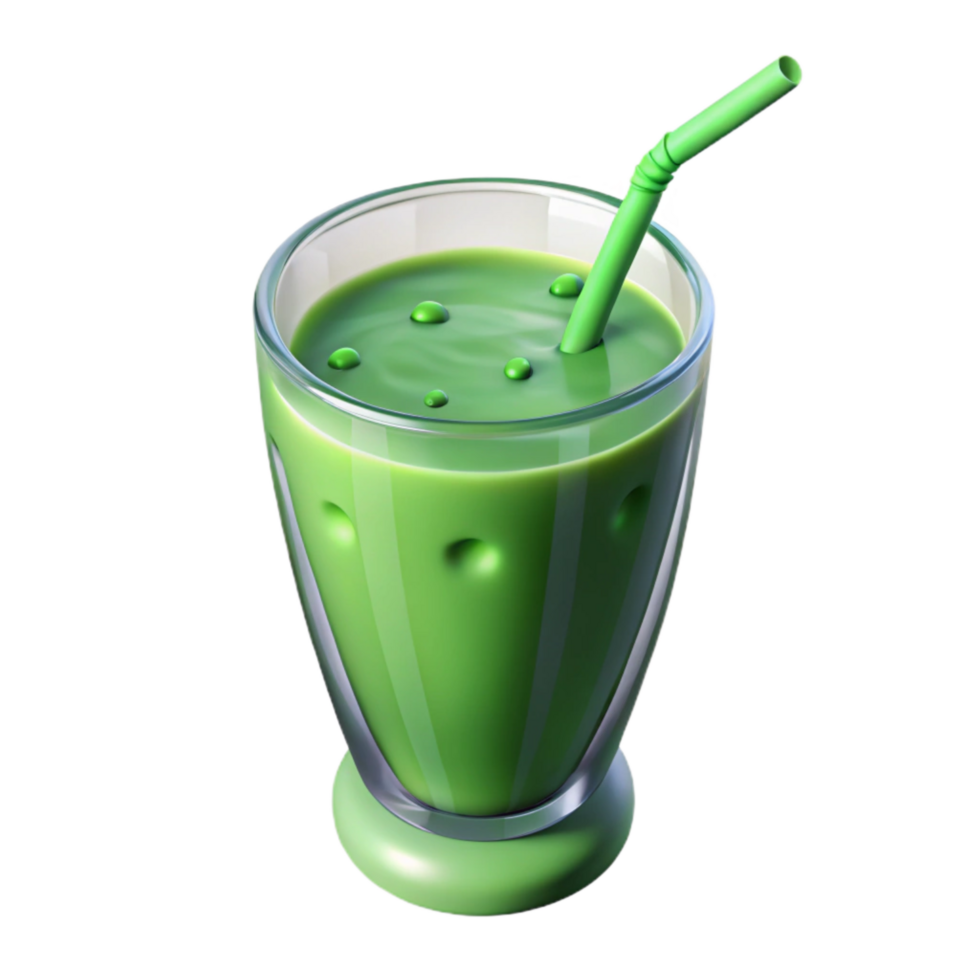 dramatic modern Healthy Green Smoothie in Glass Isolated on Transparent Background original png