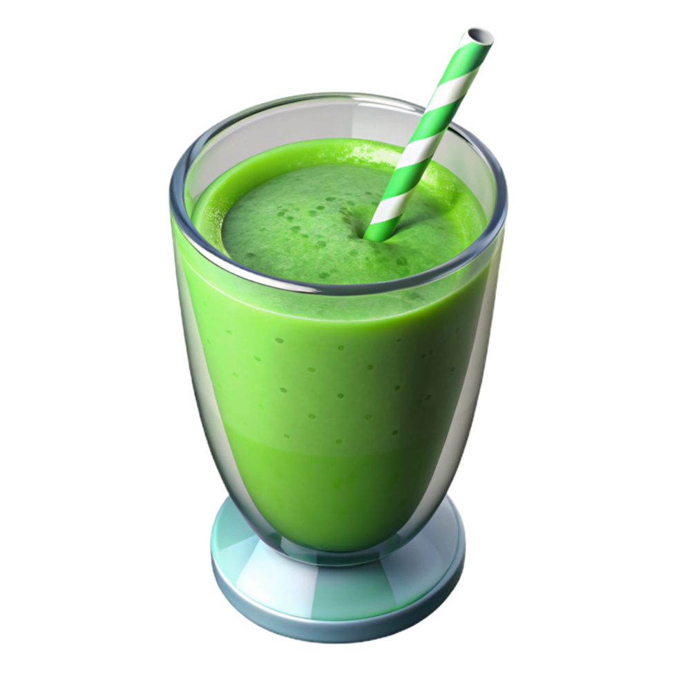 wonderful classic Healthy Green Smoothie in Glass Isolated on Transparent Background 4K png