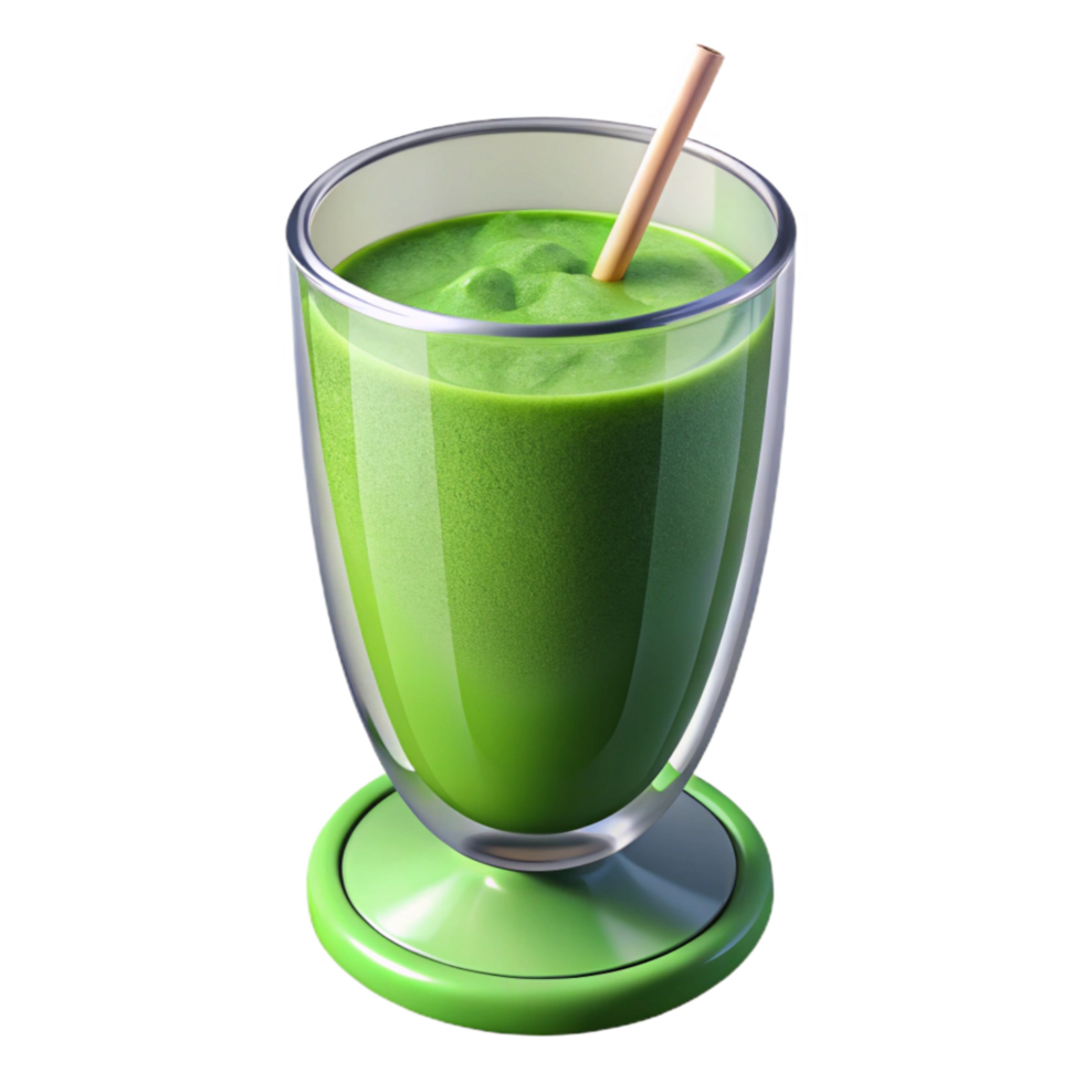 vibrant abstract Healthy Green Smoothie in Glass Isolated on Transparent Background high quality png
