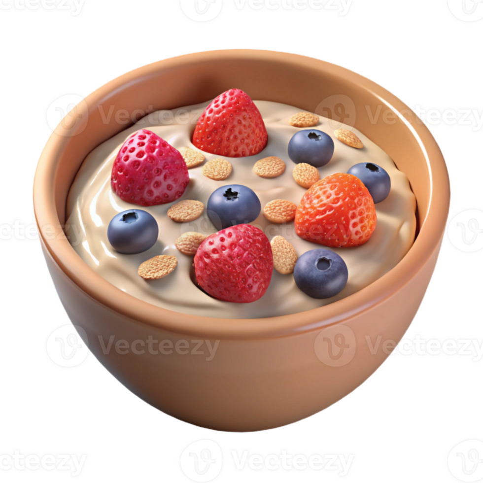 elegant traditional Healthy Oatmeal Bowl with Berries Transparent Background high quality png