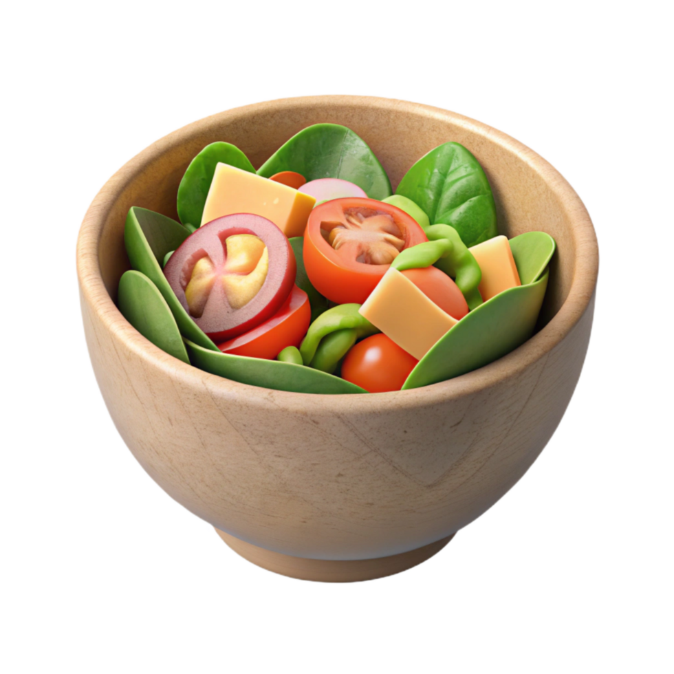 dramatic rustic Healthy Salad in Bowl Cutout Isolated 4K png