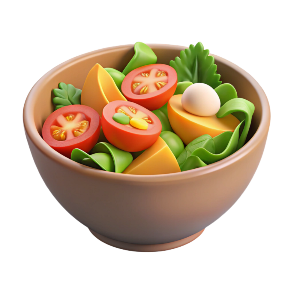 elegant classic Healthy Salad in Bowl Cutout Isolated detailed png
