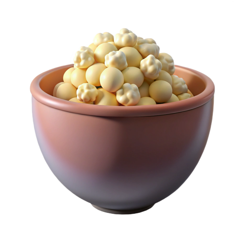 elegant modern Healthy Snack Bowl Popcorn Kernels Isolated authentic png