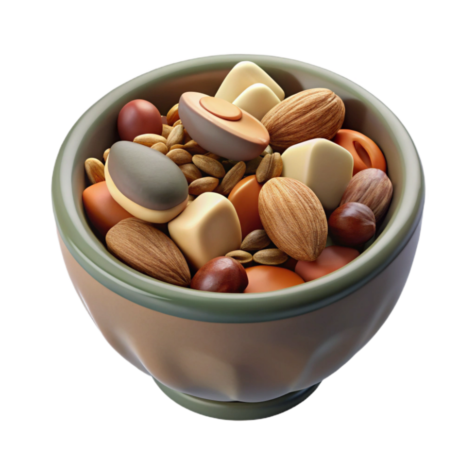 impressive creative Healthy Snack Mix Nuts and Seeds Transparent Background detailed png