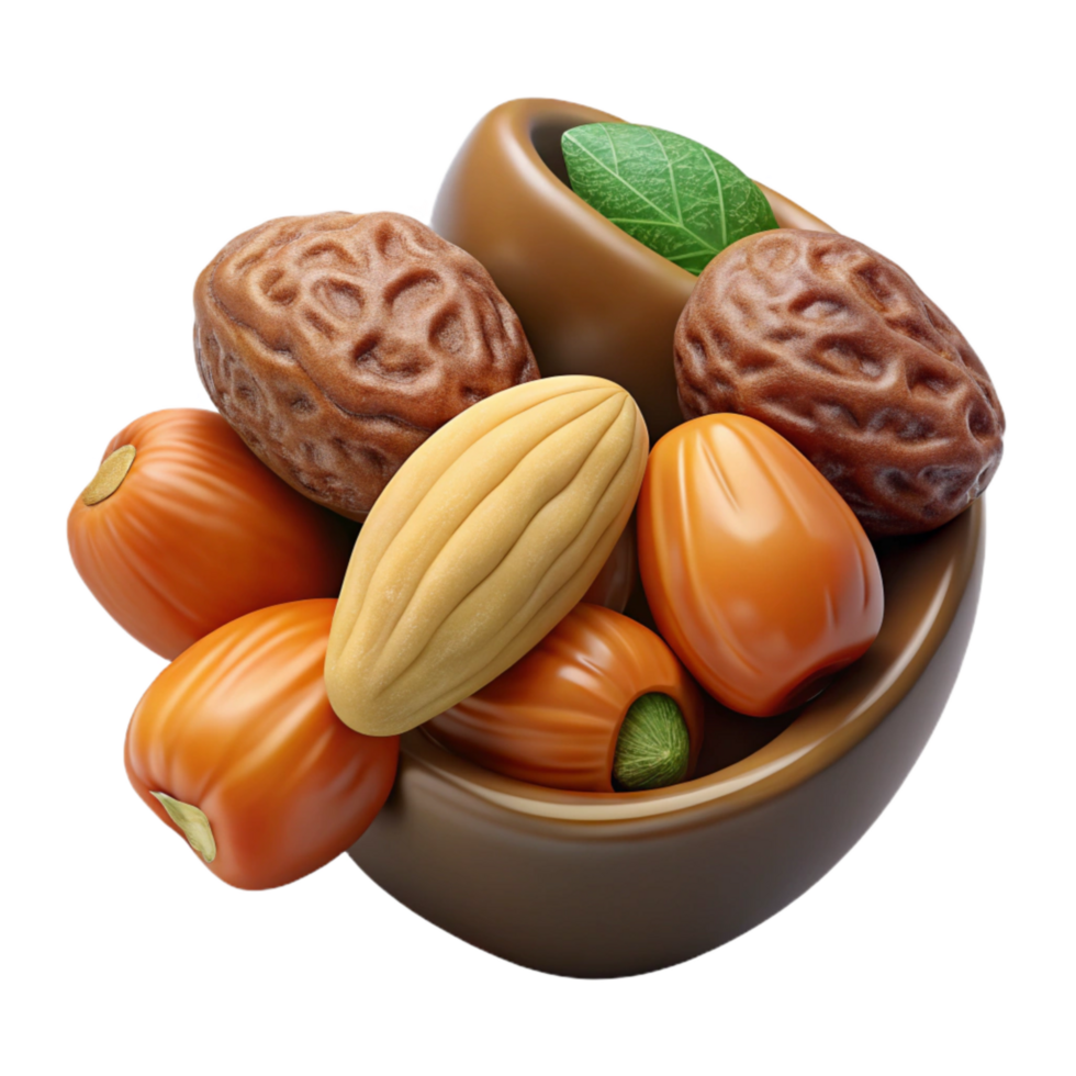 extraordinary rustic Healthy Snack of Nuts and Dried Fruit Isolated 4K png
