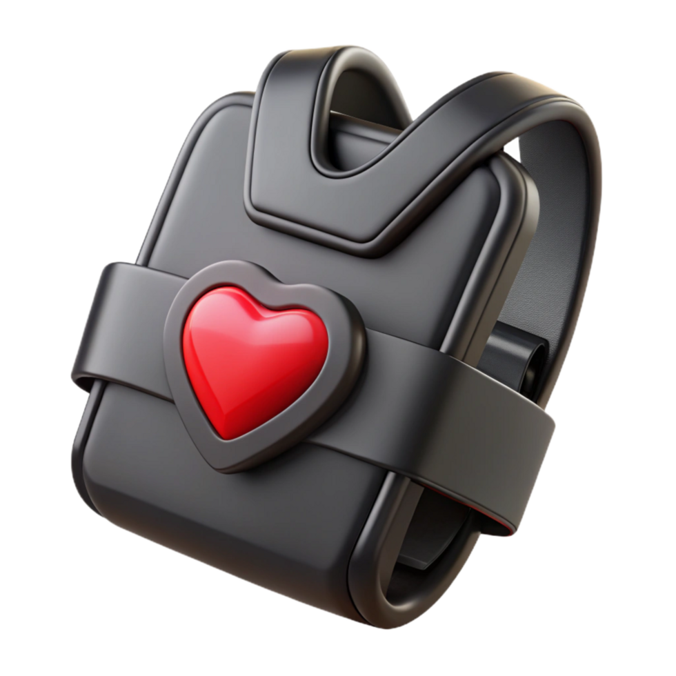 elegant abstract Heart Rate Monitor Chest Strap Black Isolated authentic png