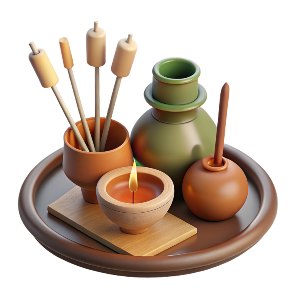elegant creative Herbal Incense Sticks and Holder Flat Lay Cutout premium png