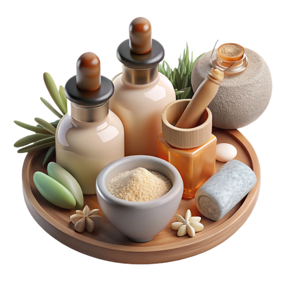 stunning abstract Herbal Bath Salts and Essential Oils Flat Lay high resolution png