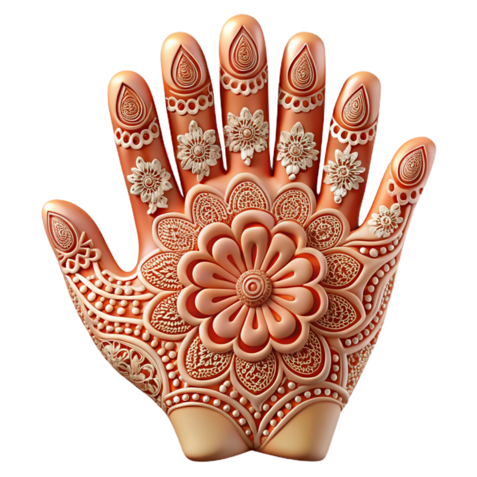 vibrant modern Henna Hand Design Intricate Floral Pattern Cutout high quality png