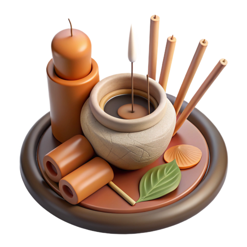 extraordinary rustic Herbal Incense Sticks and Holder Flat Lay Cutout genuine png