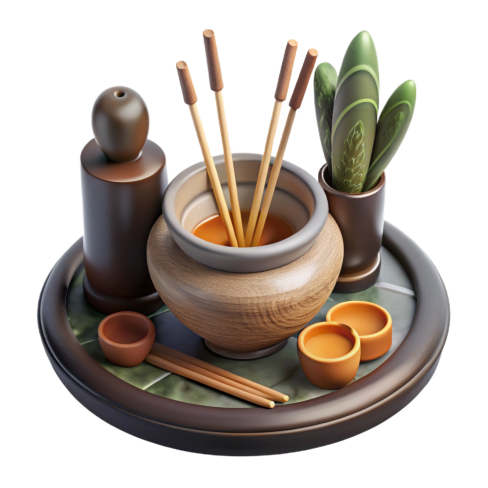 magnificent artistic Herbal Incense Sticks and Holder Flat Lay Cutout premium png