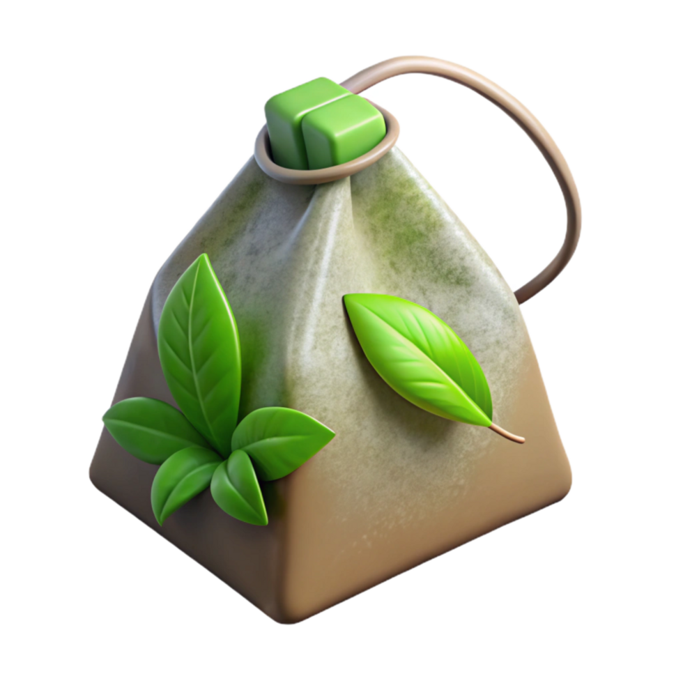 serene modern Herbal Tea Bag Fresh Green Isolated Element professional png