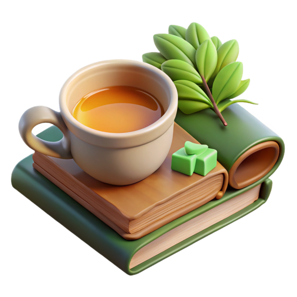 magnificent modern Herbal Tea and Book Flat Lay Transparent Background high resolution png