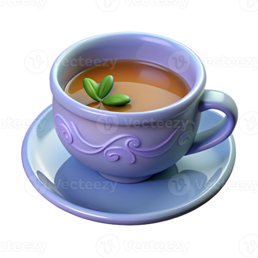 dramatic classic Herbal Teacup Top View Isolated premium png