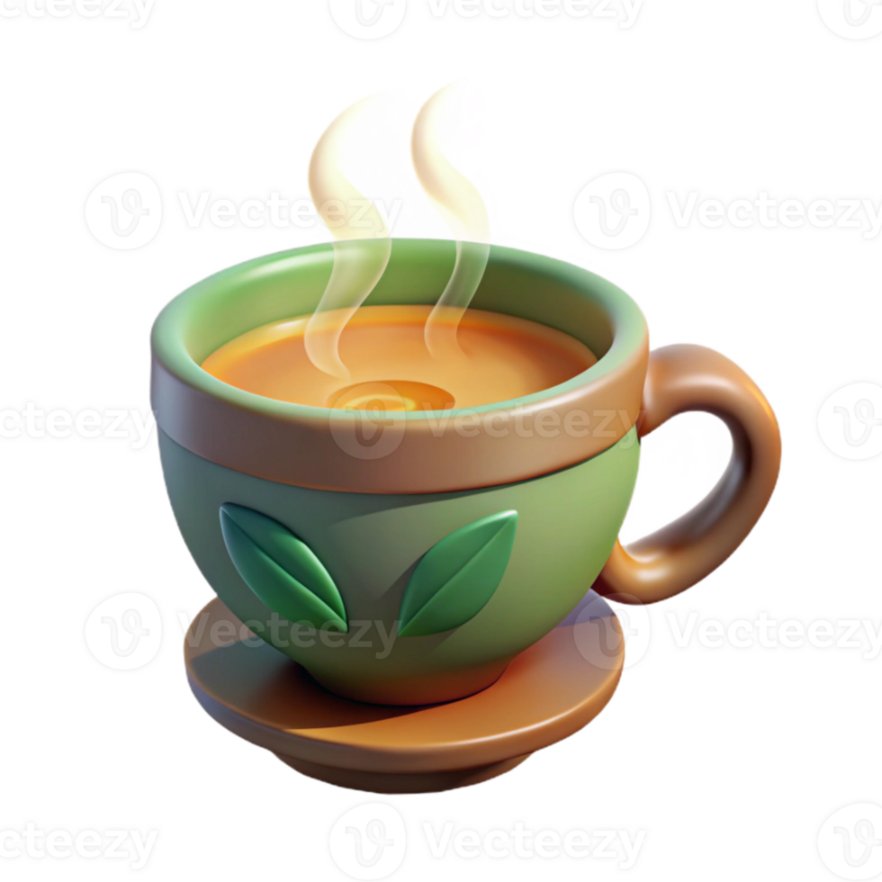 beautiful abstract Herbal Tea Cup with Steam Transparent Background genuine png