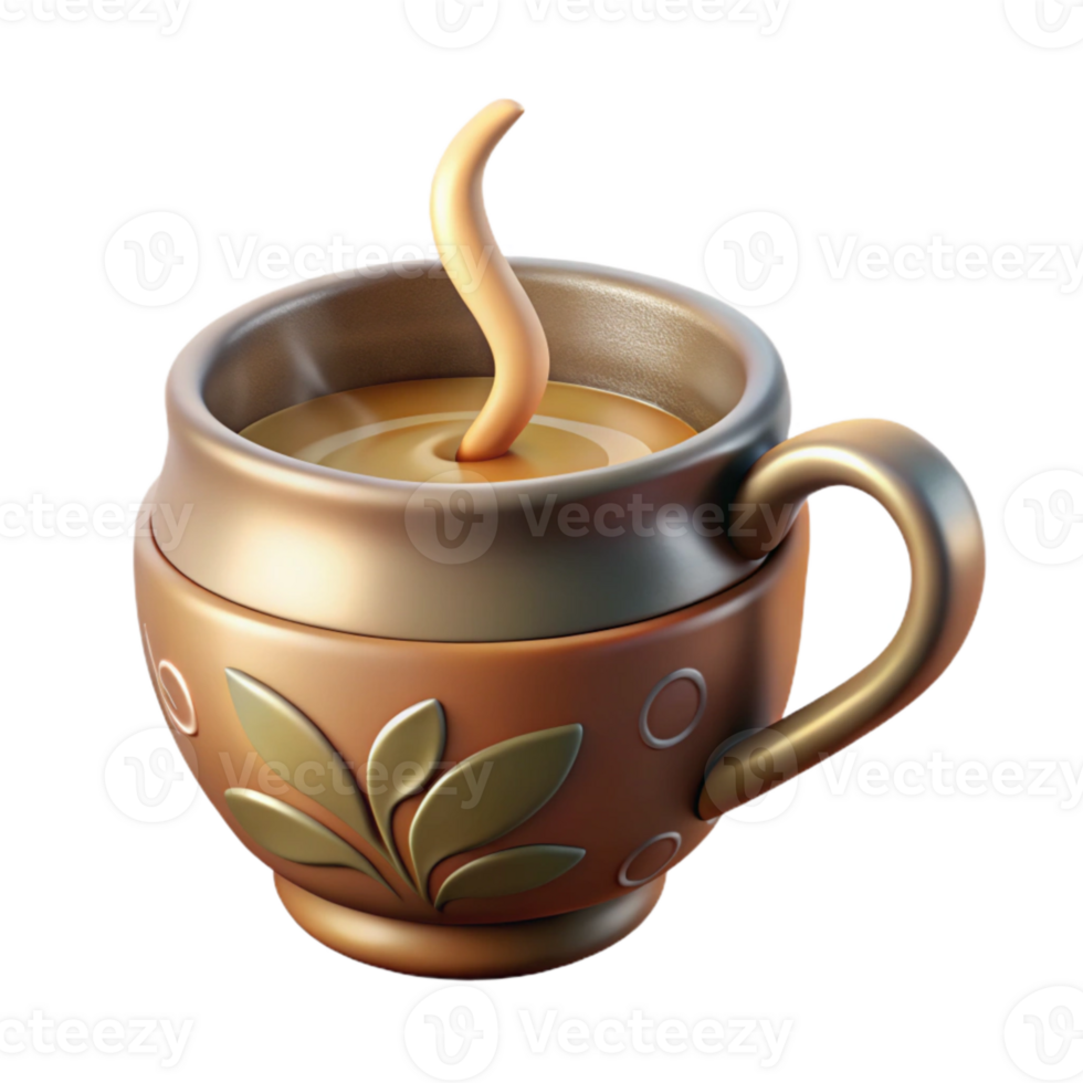vibrant rustic Herbal Tea Cup with Steam Transparent Background high quality png