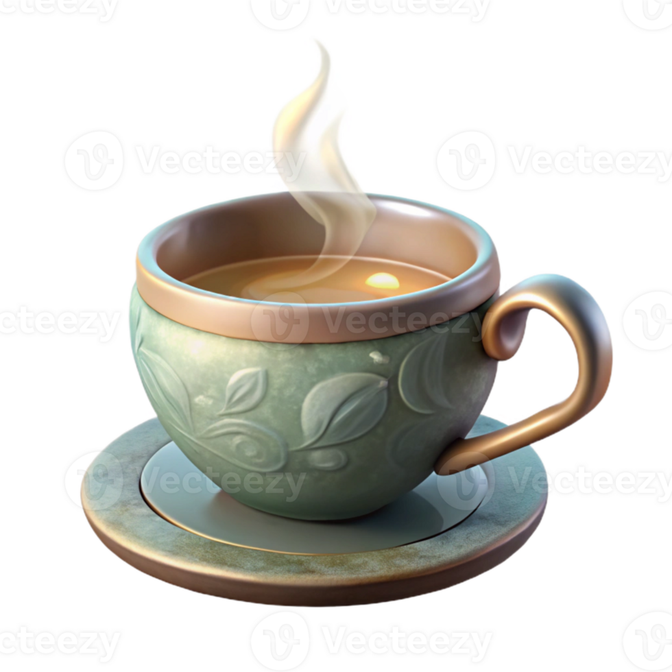 vibrant minimalist Herbal Teacup with Steam Transparent Background original png