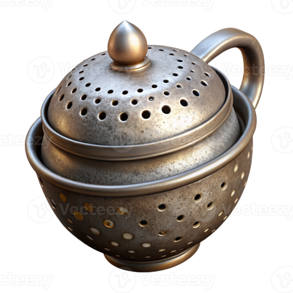 vibrant vintage Herbal Tea Infuser Metal Ball Isolated Element original png