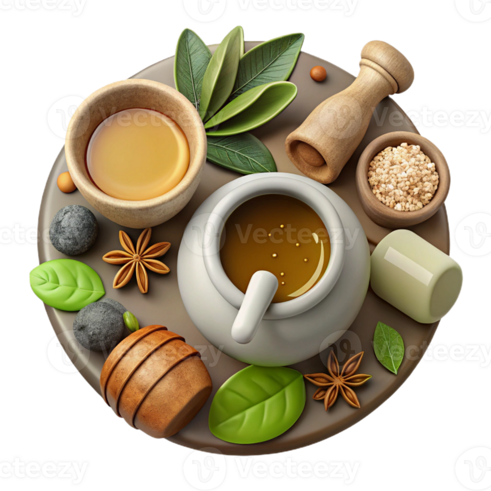 magnificent rustic Herbal Tea Ingredients Flat Lay Cutout authentic png