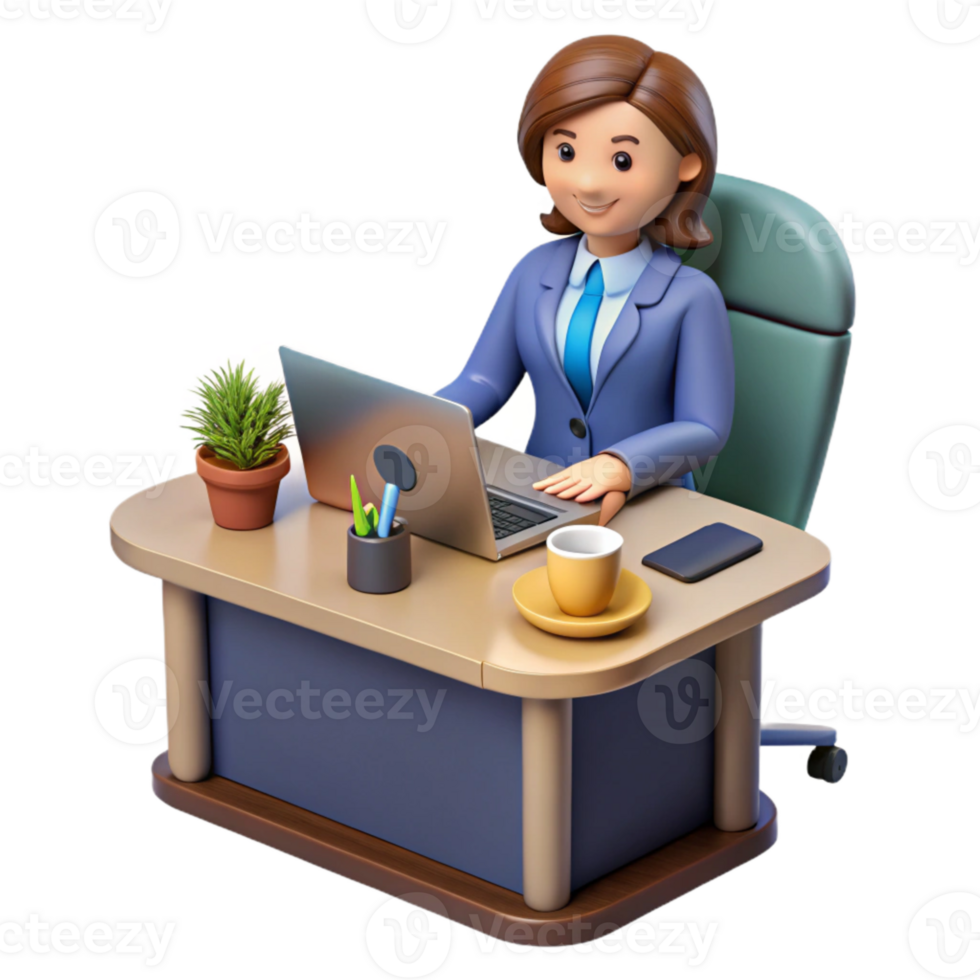 stunning modern High Angle Businesswoman at Desk Cutout professional png